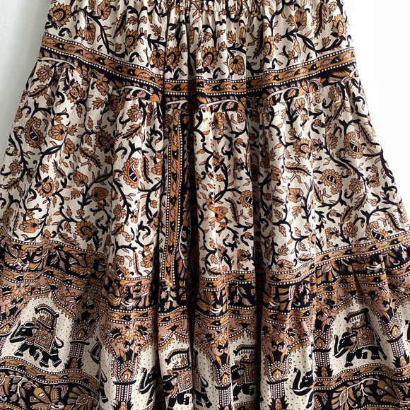 Tiered boho cottagecore upcycled bedspread elastic drawstring maxi skirt sm to L - Picture 16 of 16